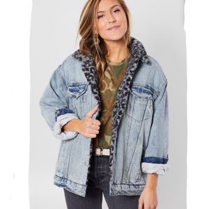 Free People Wild Ones Sherpa Trucker Jean Jacket